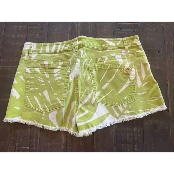 Michael Kors Women's Denim Palm Leaf Cut-Off Jean Shorts Green Size 6 tj d - Picture 4 of 8
